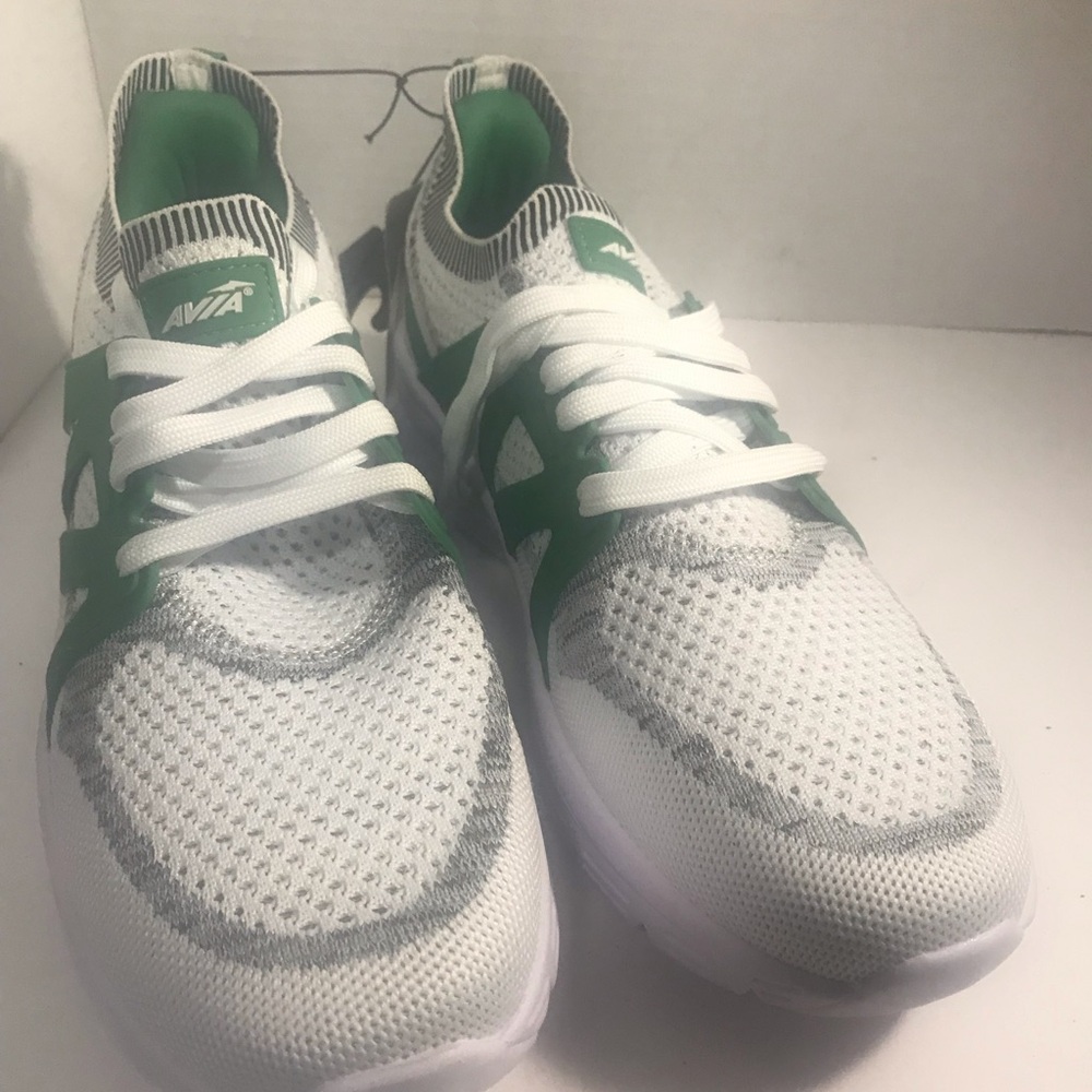 Avia White and Green Athletic Sneakers